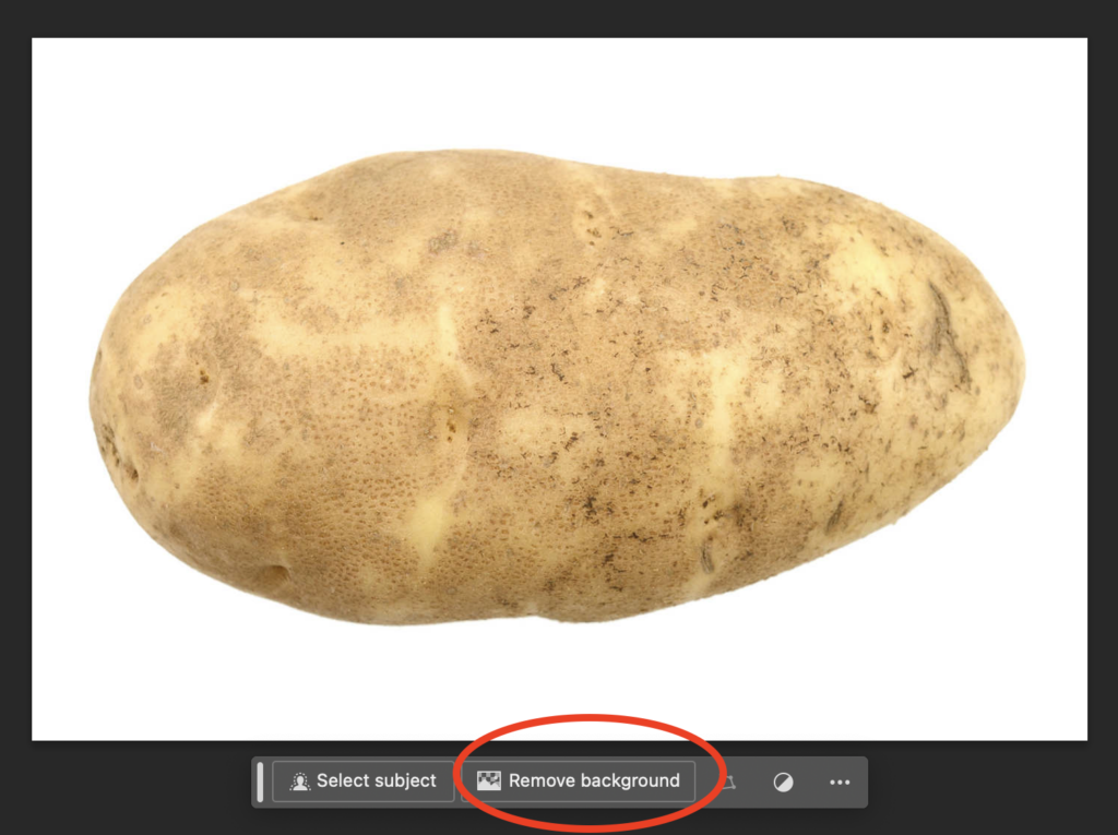 A highlighted remove background button shown in context.